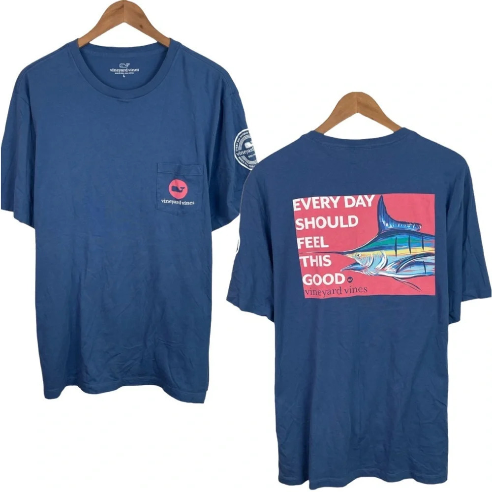 TS382 Mens Vineyard Vines Every Day Should Feel This Good Pocket T Shirt L